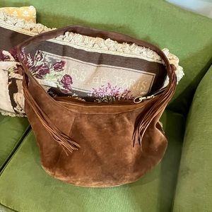 Elizabeth and James suede brown fringe boho bag.